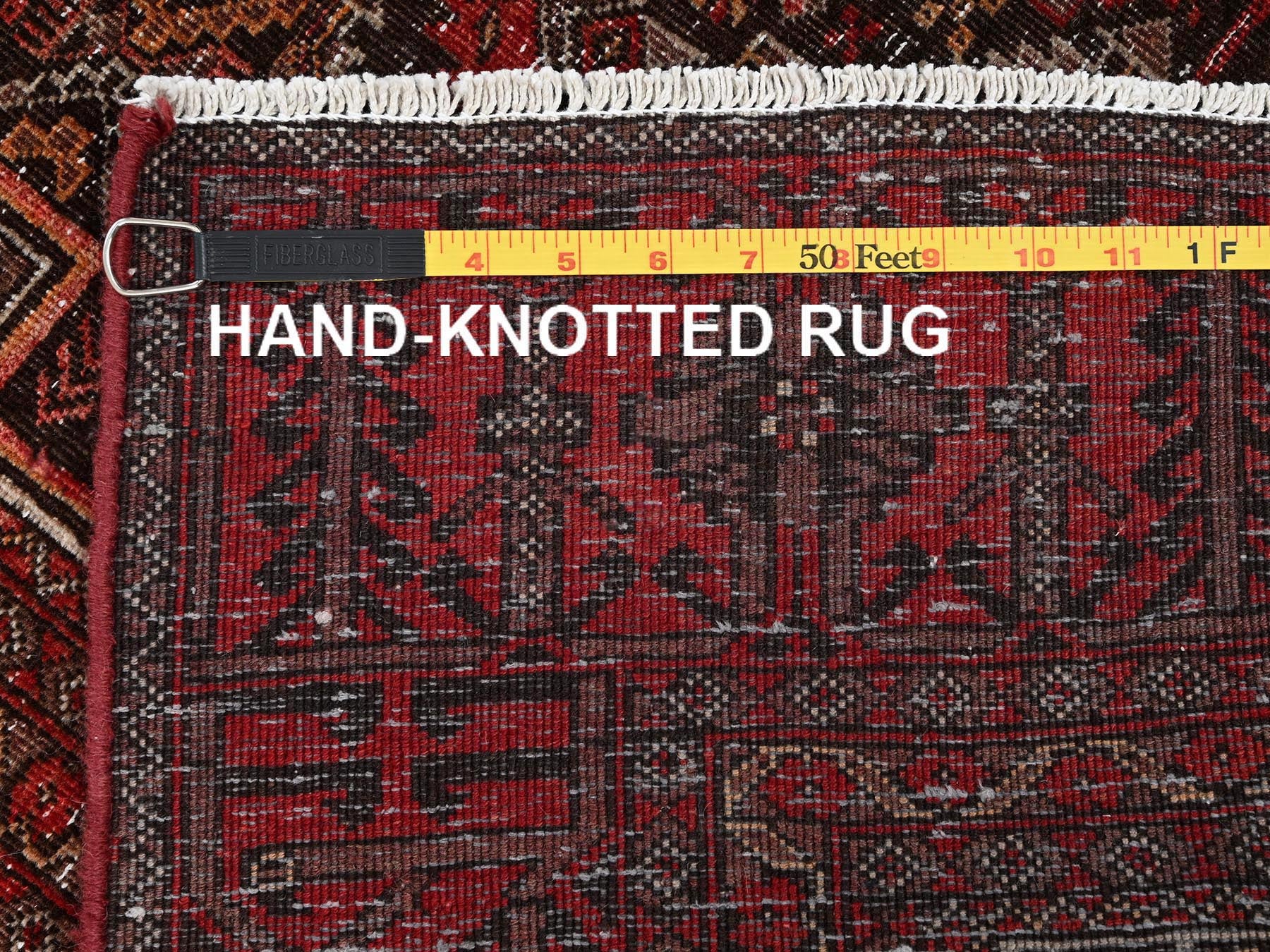 Baluch Vintage hand-knotted wool runner in Red, 3' x 5'11" — SKU O01806 (view 7)