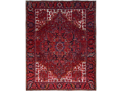 Red 9'11" x 12'8" Traditional Hand knotted Wool Rug - Sku: O0180