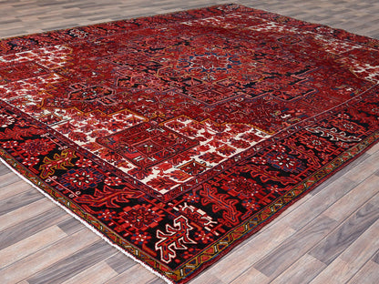 Red 9'11" x 12'8" Traditional Hand knotted Wool Rug - Sku: O0180