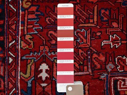 Red 9'11" x 12'8" Traditional Hand knotted Wool Rug - Sku: O0180