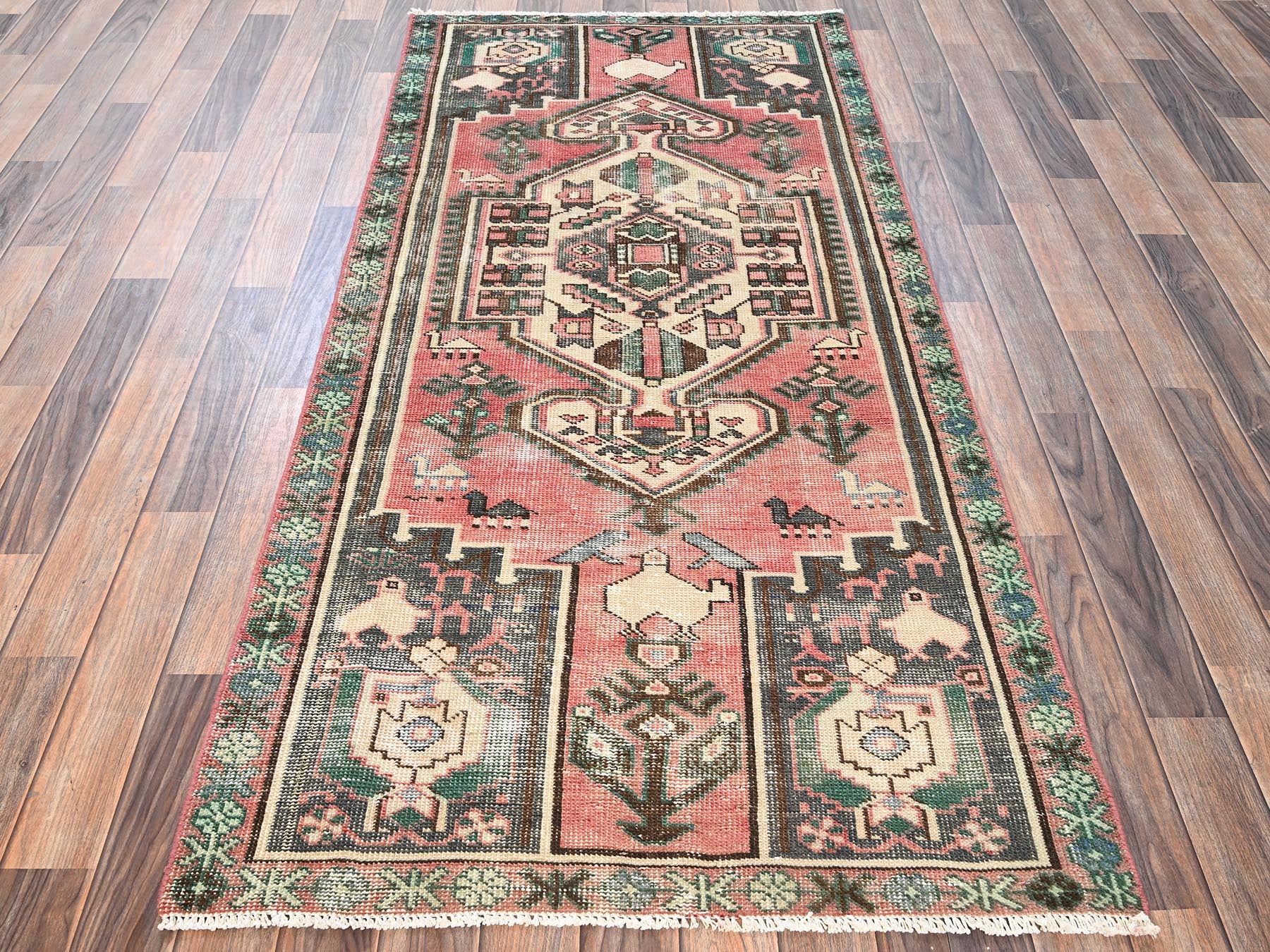 Hamadan Vintage hand-knotted wool runner in Pink, 3'2" x 6'8" — SKU O01812 (view 2)