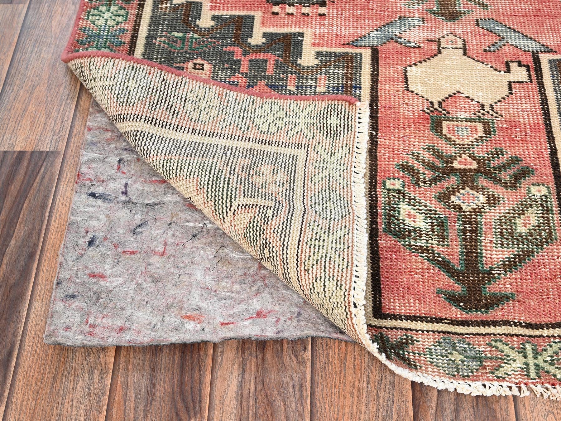 Hamadan Vintage hand-knotted wool runner in Pink, 3'2" x 6'8" — SKU O01812 (view 3)