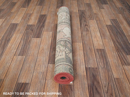 Hamadan Vintage hand-knotted wool runner in Pink, 3'2" x 6'8" — SKU O01812 (view 5)