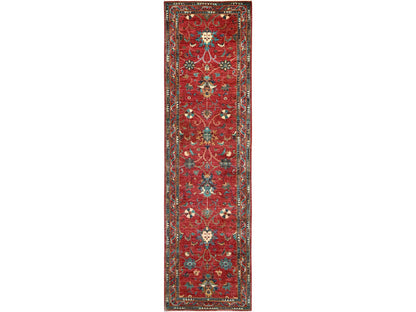 Kazak hand-knotted wool runner in Red, 2'9" x 9'11" — SKU O01818