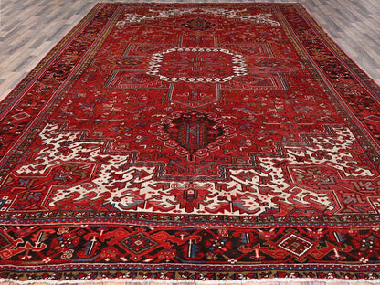 Red 10'2" x 13'8" Traditional Hand knotted Wool Rug - Sku: O0181