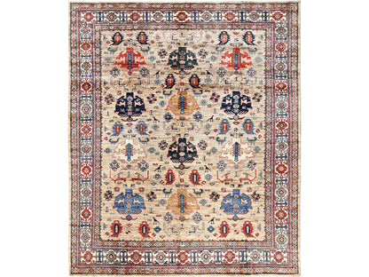Beige 8'3" x 9'9" Kazak Hand knotted Wool Rug - Sku: O01822