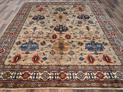 Beige 8'3" x 9'9" Kazak Hand knotted Wool Rug - Sku: O01822