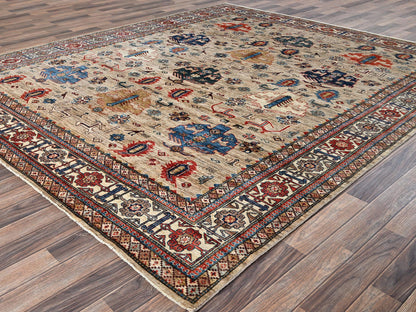 Beige 8'3" x 9'9" Kazak Hand knotted Wool Rug - Sku: O01822