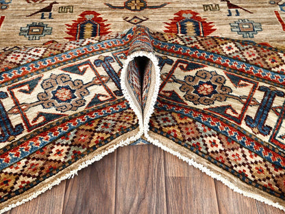 Beige 8'3" x 9'9" Kazak Hand knotted Wool Rug - Sku: O01822