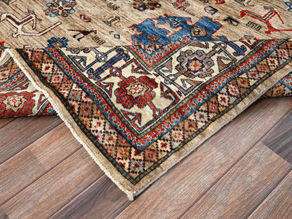 Beige 8'3" x 9'9" Kazak Hand knotted Wool Rug - Sku: O01822