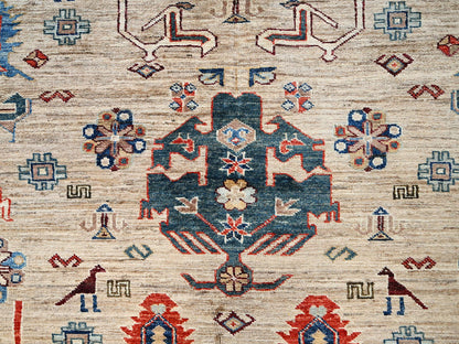 Beige 8'3" x 9'9" Kazak Hand knotted Wool Rug - Sku: O01822