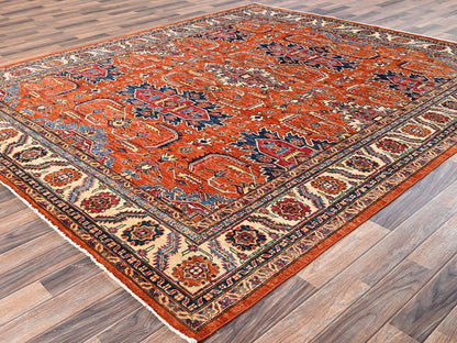 Kazak Kazak hand-knotted wool rug in Orange & Ivory, 8'3" x 9'11" — SKU O01823 (view 3)
