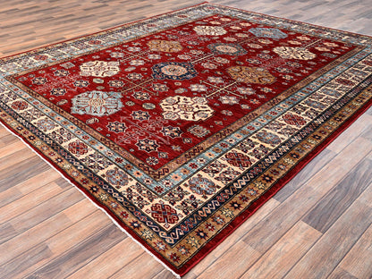 Kazak Kazak hand-knotted wool rug in Red & Ivory, 8'1" x 9'9" — SKU O01825 (view 3)