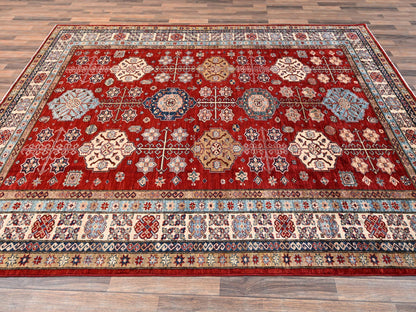 Kazak Kazak hand-knotted wool rug in Red & Ivory, 8'1" x 9'9" — SKU O01825 (view 4)