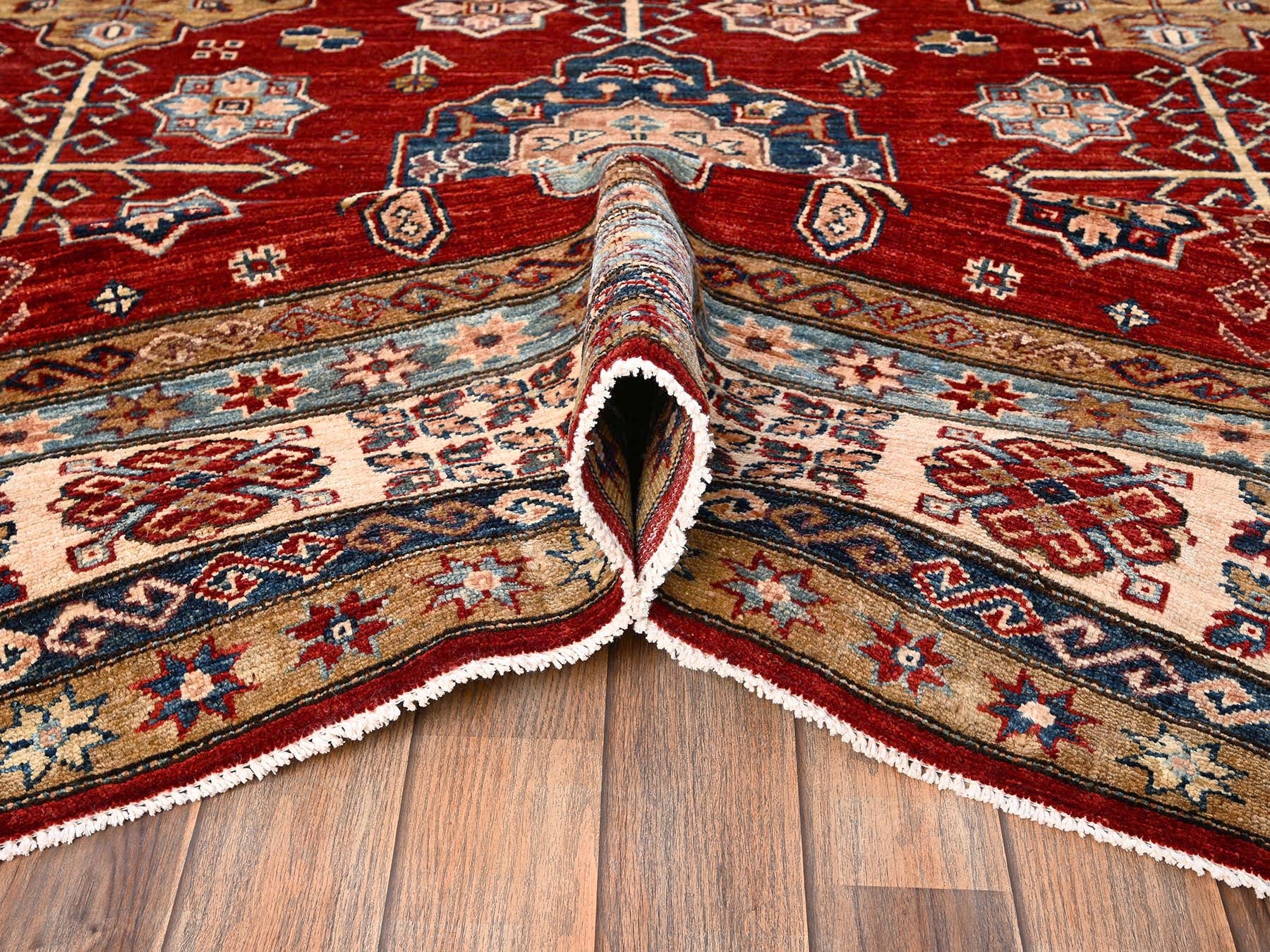 Kazak Kazak hand-knotted wool rug in Red & Ivory, 8'1" x 9'9" — SKU O01825 (view 6)