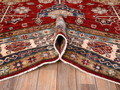 Kazak Kazak hand-knotted wool rug in Red & Ivory, 8'1" x 9'9" — SKU O01825 (view 6)