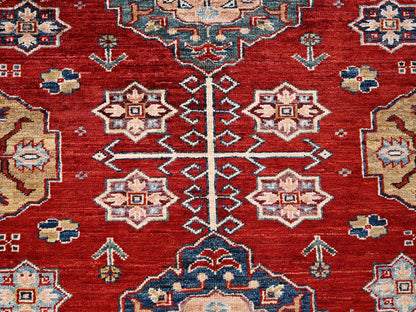 Red 8'1" x 9'9" Kazak Hand knotted Wool Rug - Sku: O01825