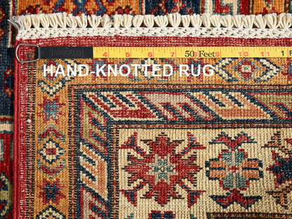 Kazak Kazak hand-knotted wool rug in Red & Ivory, 4'2" x 6'2" — SKU O01826 (view 7)