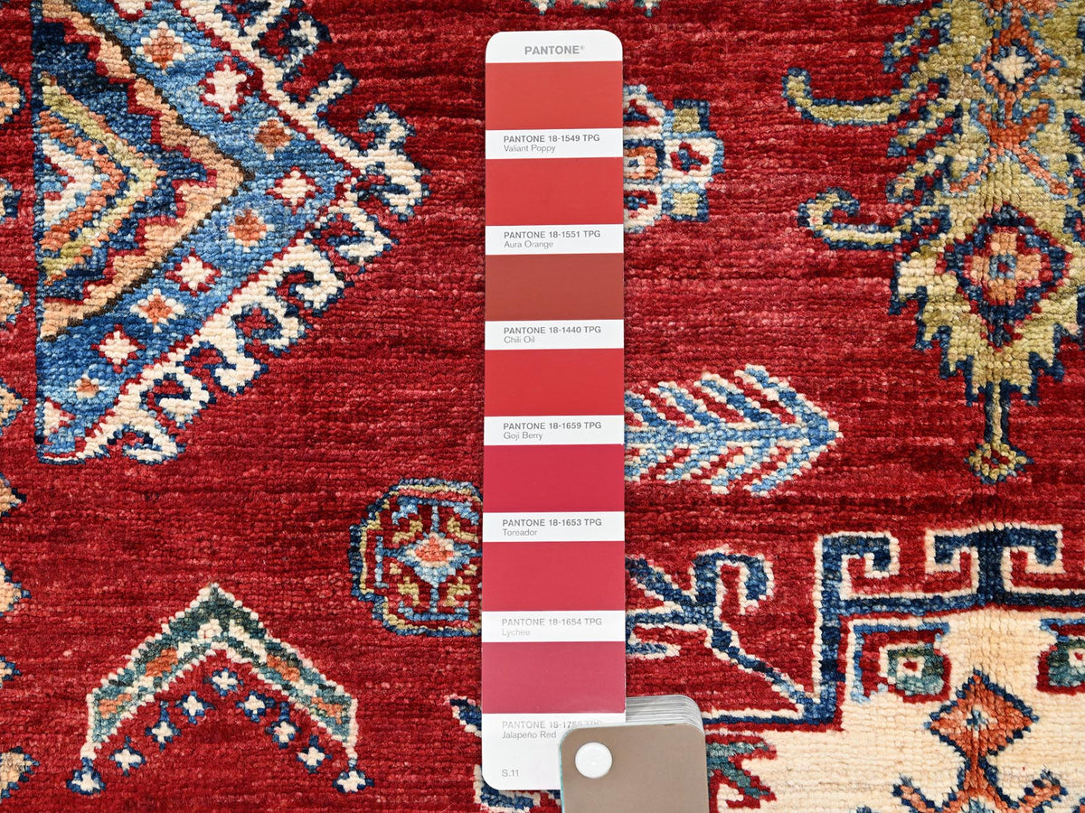 Kazak Kazak hand-knotted wool rug in Red & Ivory, 4'1" x 6'5" — SKU O01828 (view 4)