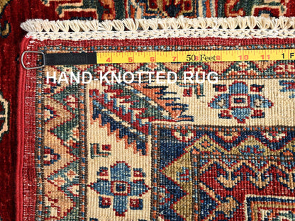 Kazak Kazak hand-knotted wool rug in Red & Ivory, 4'1" x 6'5" — SKU O01828 (view 7)
