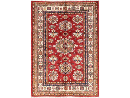 Kazak Kazak hand-knotted wool rug in Red & Ivory, 4'3" x 6' — SKU O01831