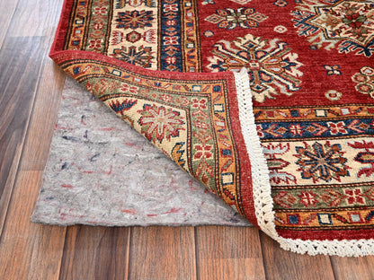 Kazak Kazak hand-knotted wool rug in Red & Ivory, 4'3" x 6' — SKU O01831 (view 3)