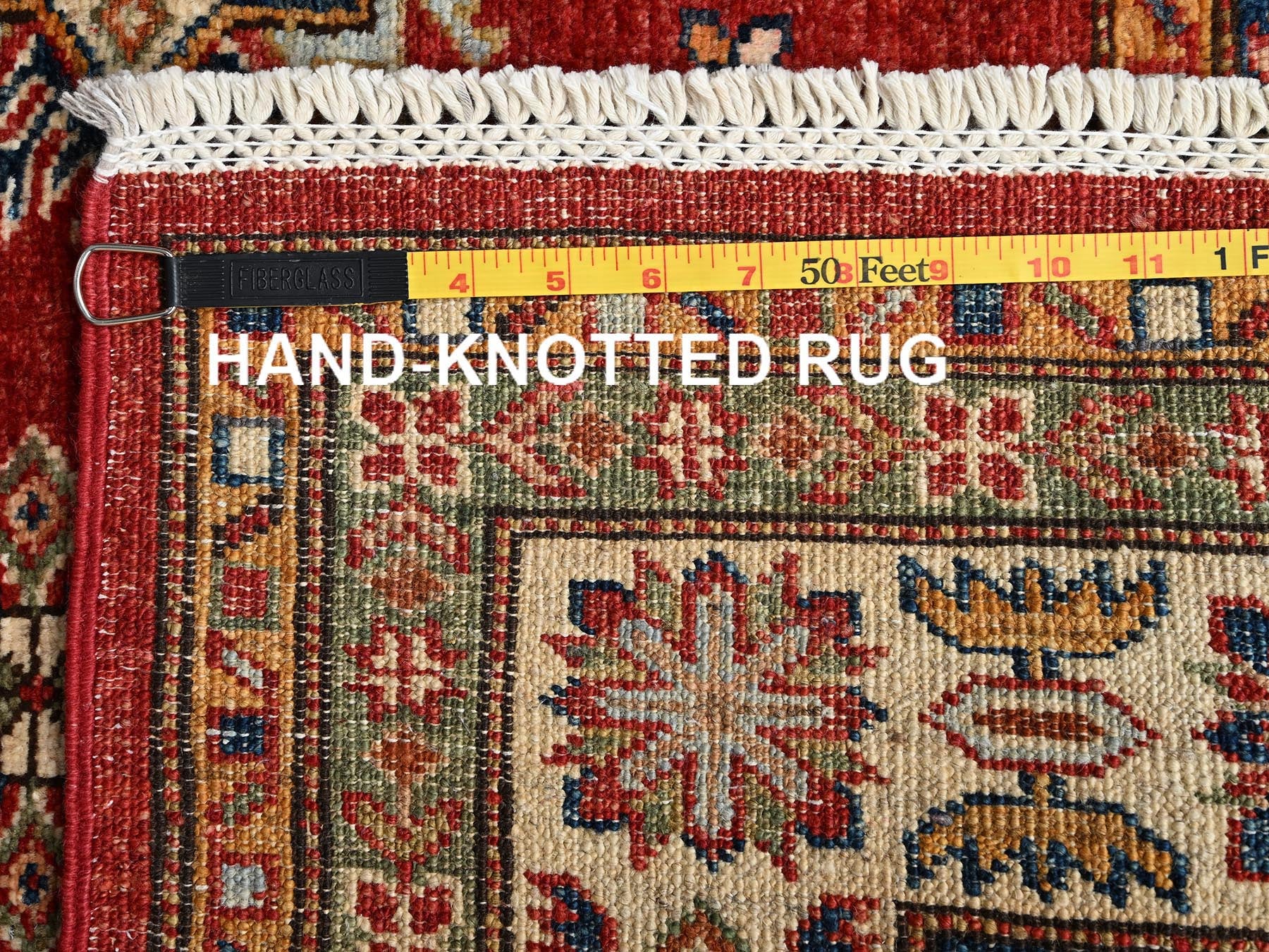 Kazak Kazak hand-knotted wool rug in Red & Ivory, 4'3" x 6' — SKU O01831 (view 7)