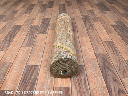Brown 2'9" x 9'5" Vintage Hand knotted Wool Rug - Sku: O01842