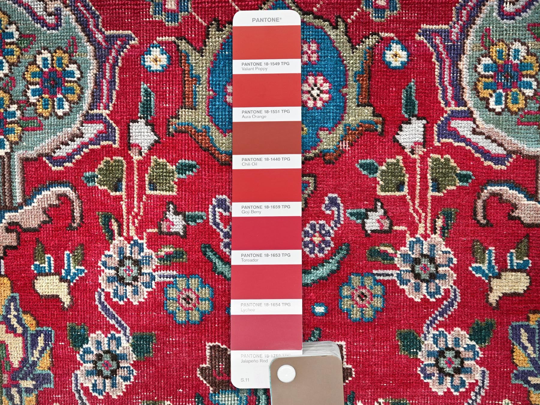 Tabriz Vintage hand-knotted wool runner in Red & Purple, 2'8" x 9'11" — SKU O01845 (view 4)