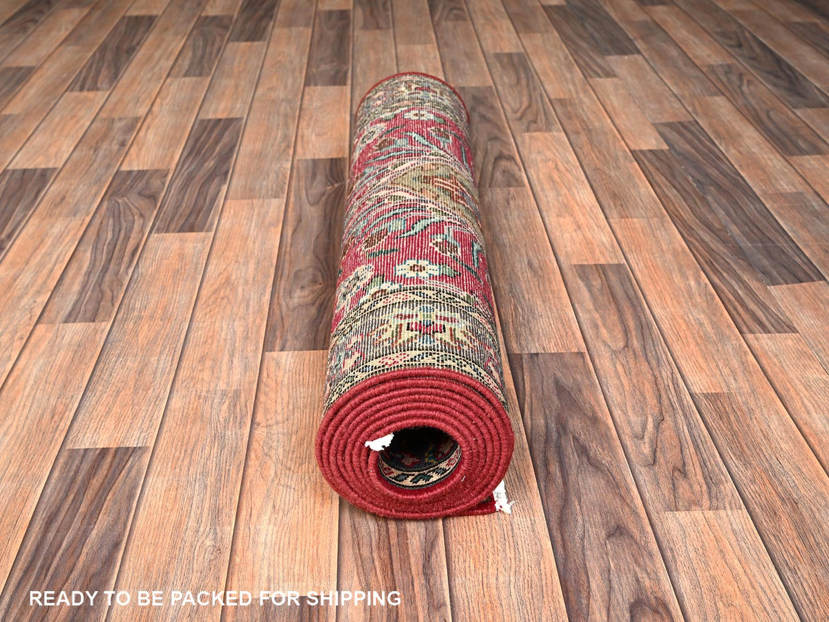 Tabriz Vintage hand-knotted wool runner in Red & Purple, 2'8" x 9'11" — SKU O01845 (view 5)