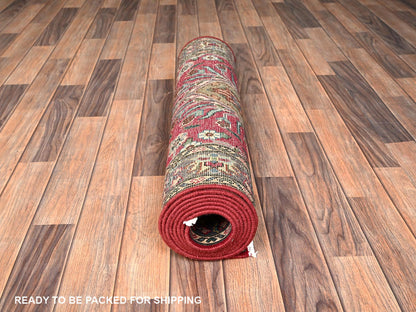 Tabriz Vintage hand-knotted wool runner in Red & Purple, 2'8" x 9'11" — SKU O01845 (view 5)