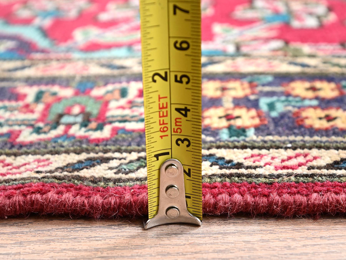 Tabriz Vintage hand-knotted wool runner in Red & Purple, 2'8" x 9'11" — SKU O01845 (view 6)