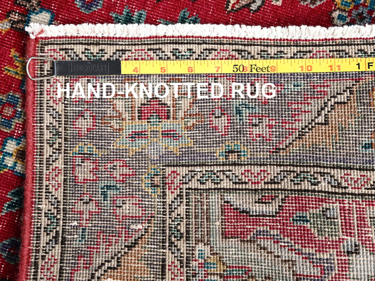 Tabriz Vintage hand-knotted wool runner in Red & Purple, 2'8" x 9'11" — SKU O01845 (view 7)