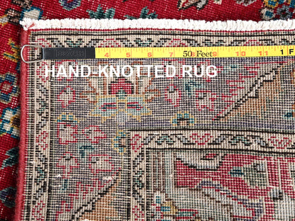 Tabriz Vintage hand-knotted wool runner in Red & Purple, 2'8" x 9'11" — SKU O01845 (view 7)