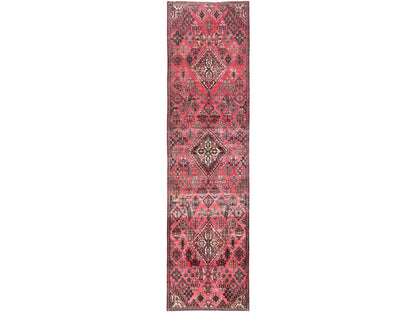 Vintage hand-knotted wool runner in Red, 3'1" x 12'2" — SKU O01849