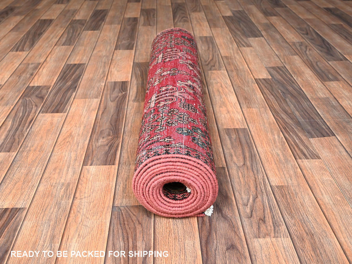 Vintage hand-knotted wool runner in Red, 3'1" x 12'2" — SKU O01849 (view 5)
