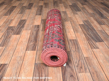 Vintage hand-knotted wool runner in Red, 3'1" x 12'2" — SKU O01849 (view 5)
