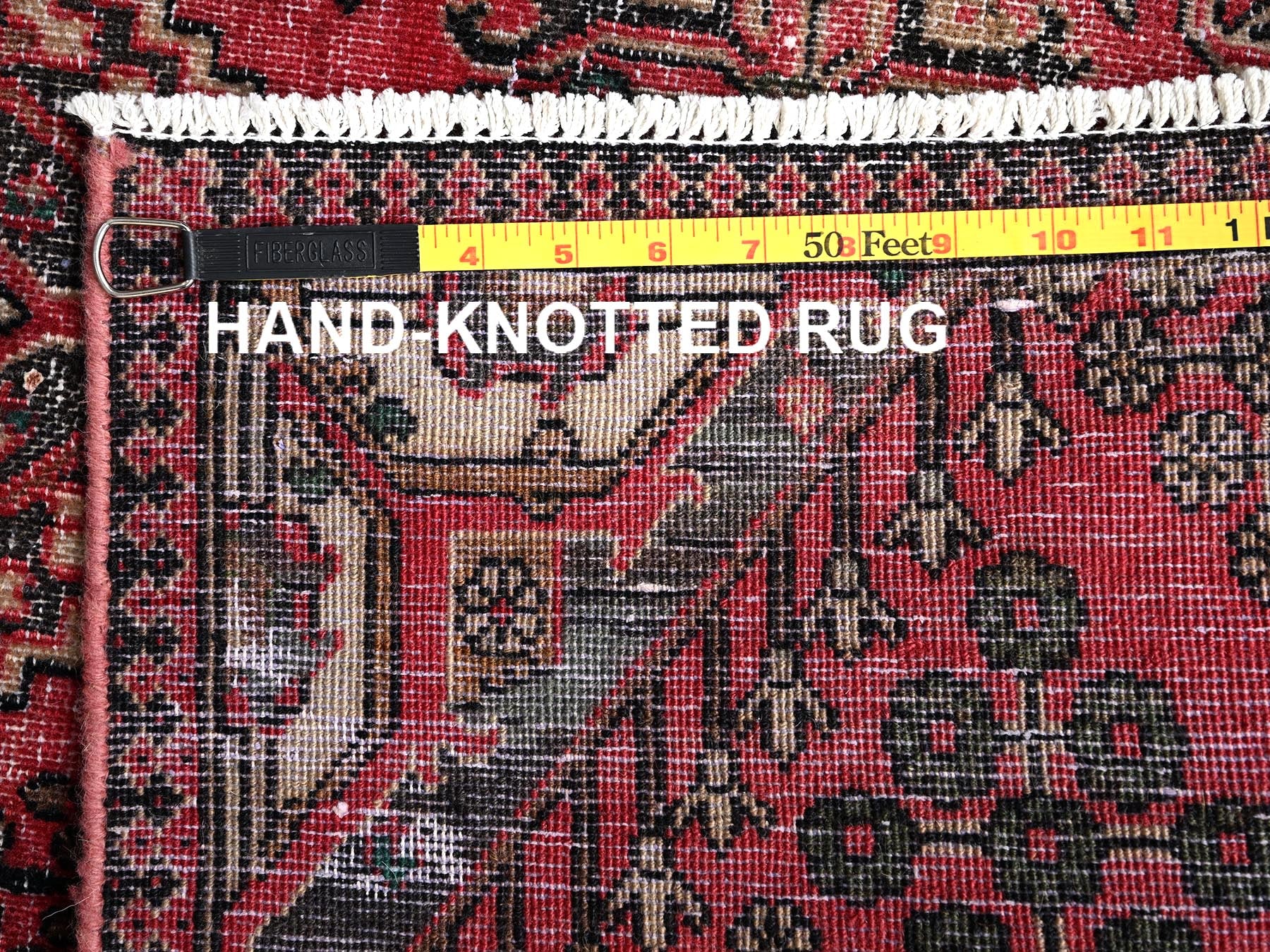Vintage hand-knotted wool runner in Red, 3'1" x 12'2" — SKU O01849 (view 7)