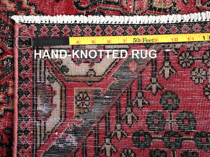 Vintage hand-knotted wool runner in Red, 3'1" x 12'2" — SKU O01849 (view 7)