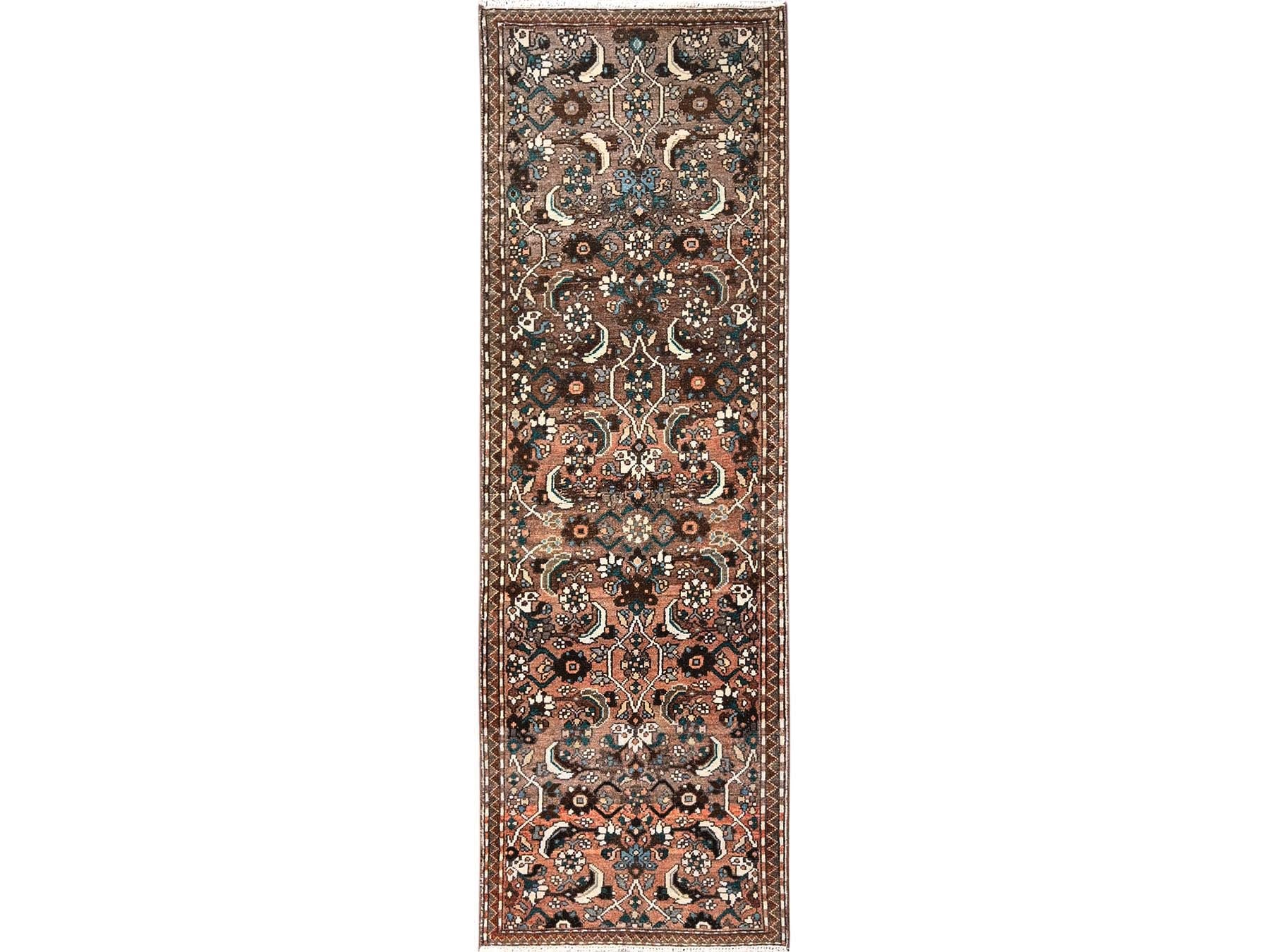 Brown 2'7" x 8'2" Vintage Hand knotted Wool Rug - Sku: O01851
