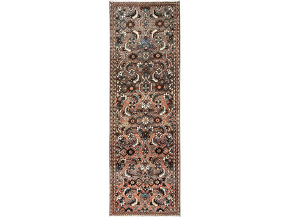 Brown 2'7" x 8'2" Vintage Hand knotted Wool Rug - Sku: O01851