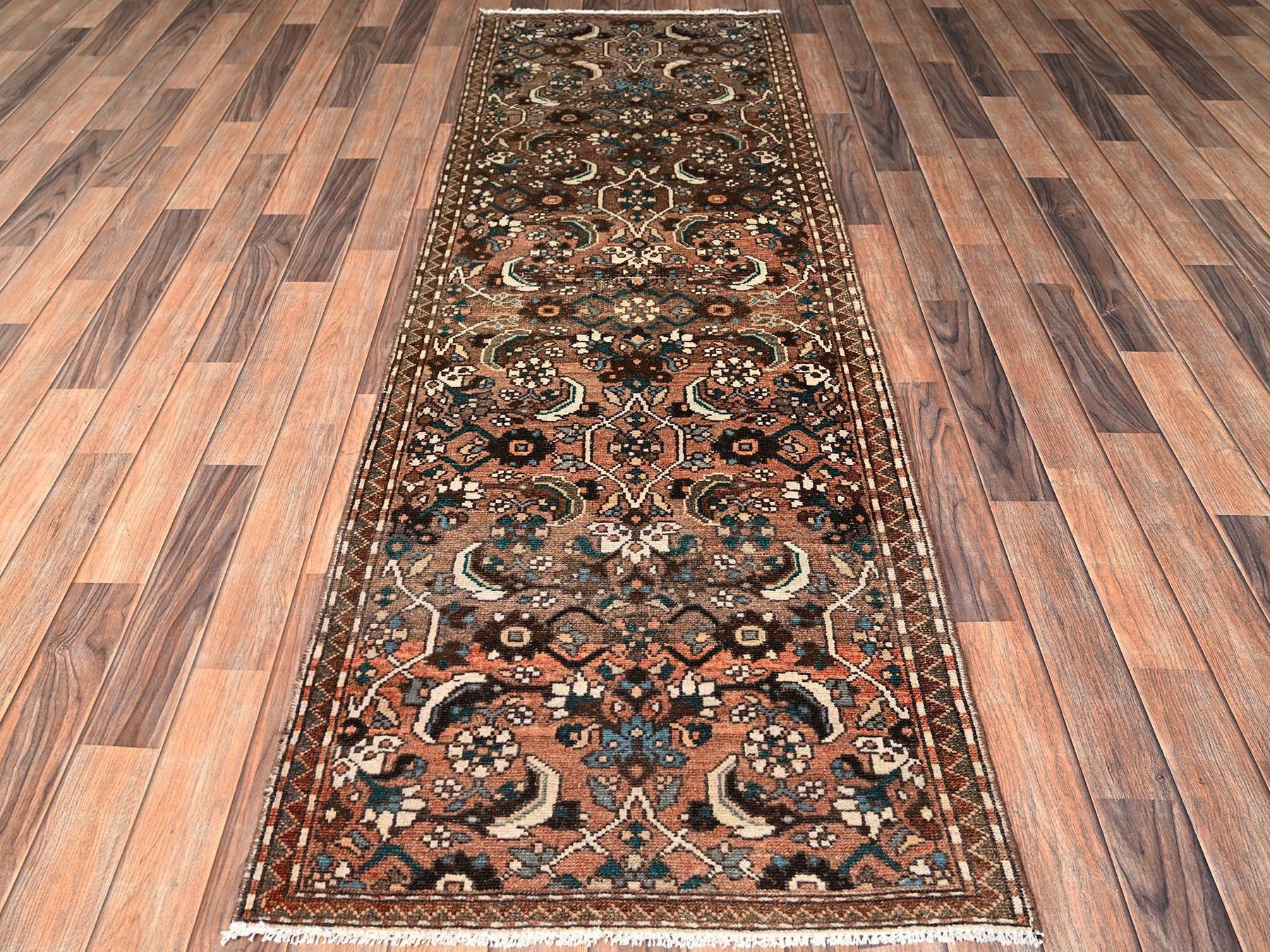 Brown 2'7" x 8'2" Vintage Hand knotted Wool Rug - Sku: O01851