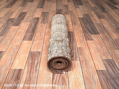 Brown 2'7" x 8'2" Vintage Hand knotted Wool Rug - Sku: O01851