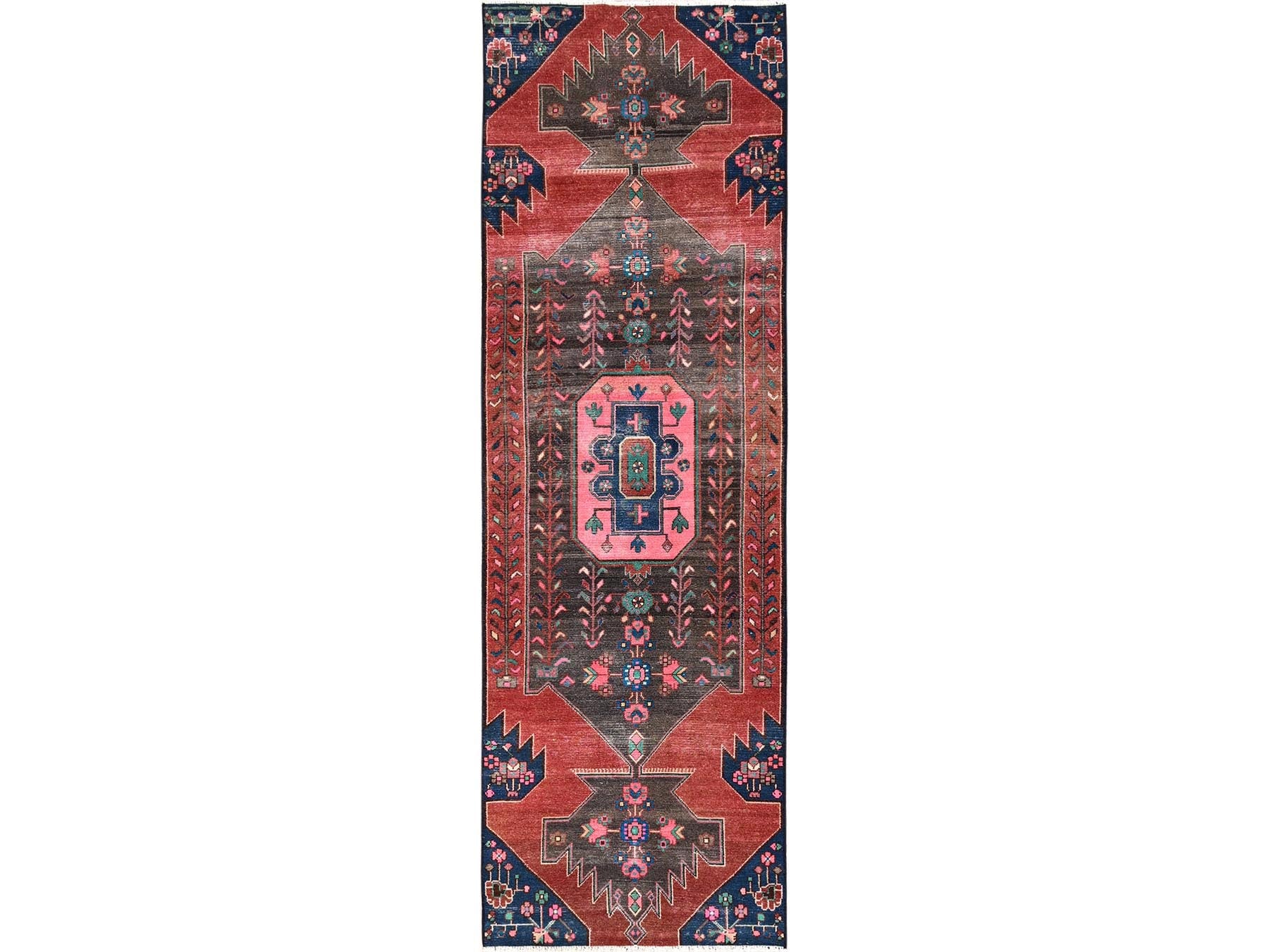 Hamadan Vintage hand-knotted wool runner in Red, 2'9" x 8'10" — SKU O01860