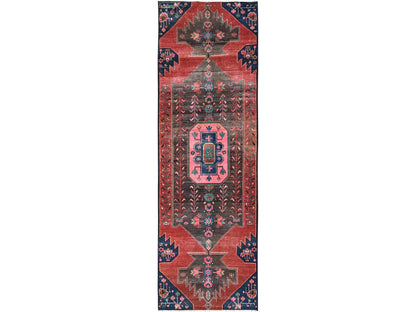 Hamadan Vintage hand-knotted wool runner in Red, 2'9" x 8'10" — SKU O01860