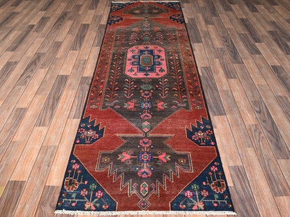 Hamadan Vintage hand-knotted wool runner in Red, 2'9" x 8'10" — SKU O01860 (view 2)
