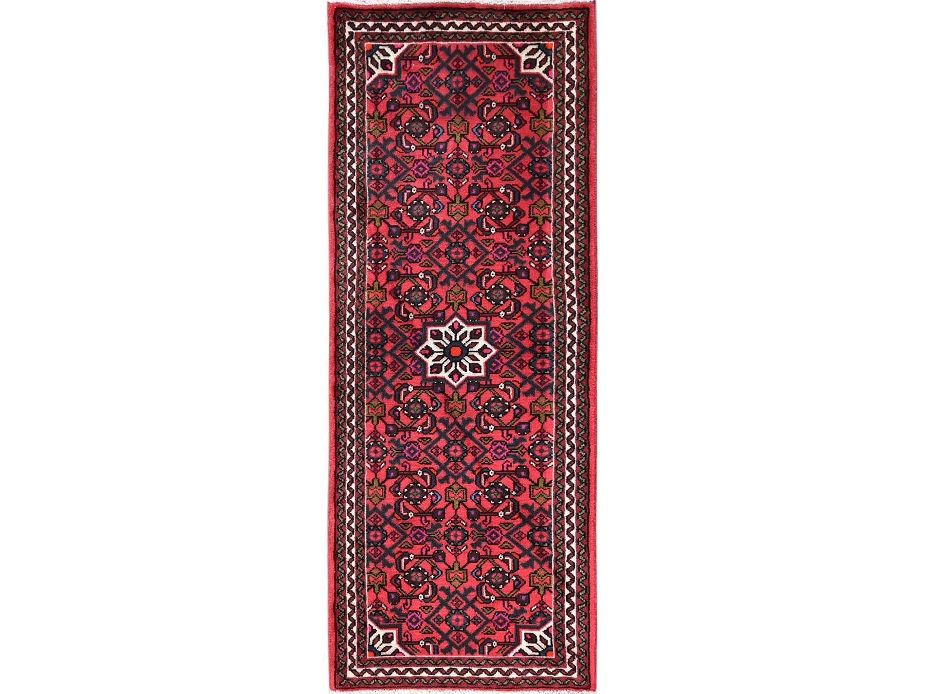 Persian hand-knotted wool runner in Red & Ivory, 2'5" x 6'4" — SKU O01873