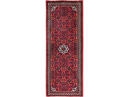 Persian hand-knotted wool runner in Red & Ivory, 2'5" x 6'4" — SKU O01873