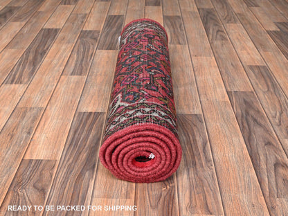 Persian hand-knotted wool runner in Red & Ivory, 2'5" x 6'4" — SKU O01873 (view 5)