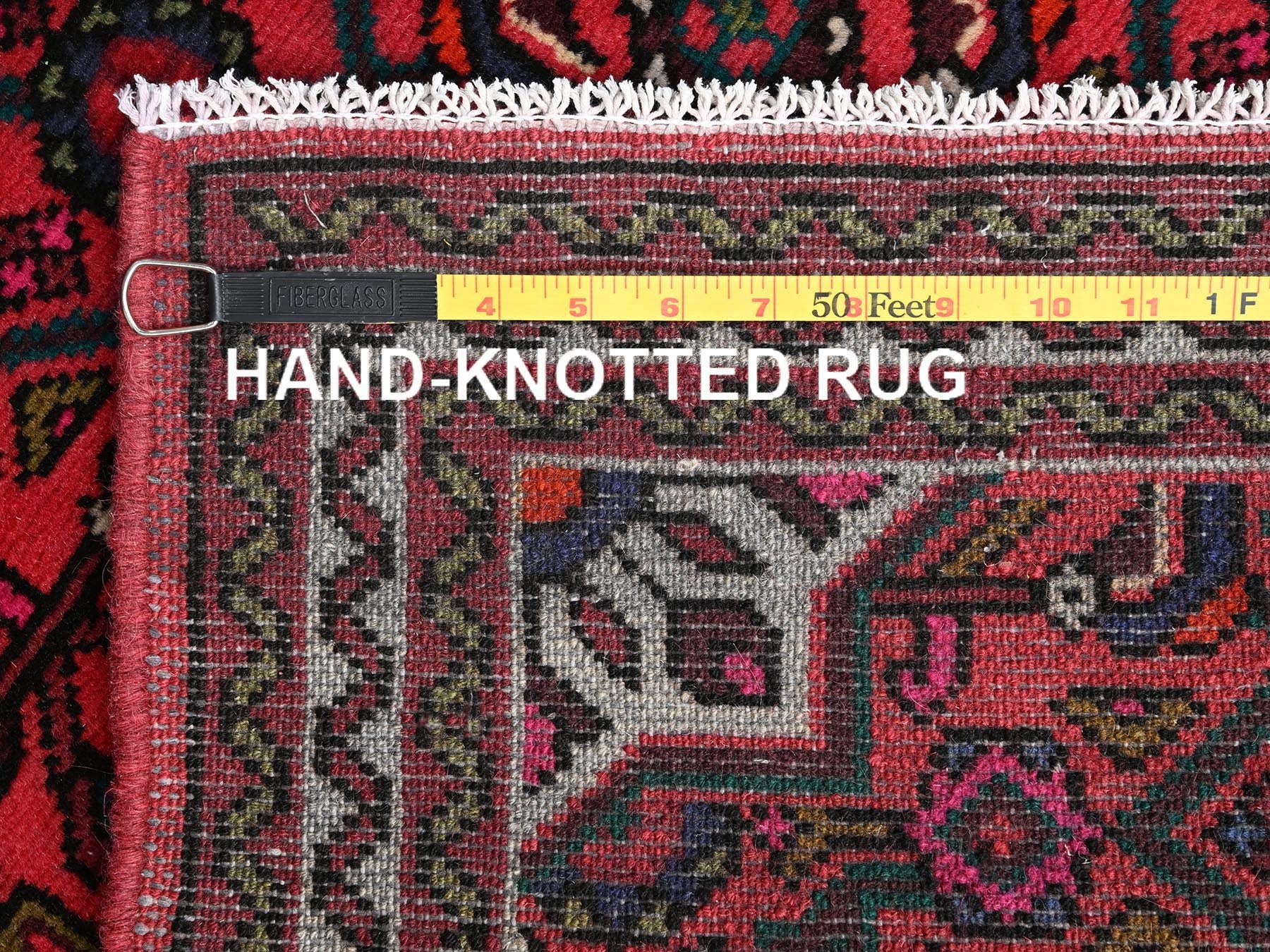 Persian hand-knotted wool runner in Red & Ivory, 2'5" x 6'4" — SKU O01873 (view 7)